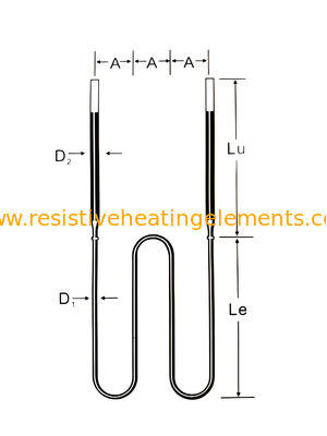 W şeklindeki MoSi2 Isıtma Elementi 220V 380V Vakum Fırını için Moly Disilicide